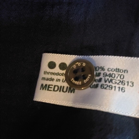 Three Dots Henley Semi Sheer Gauze Tunic Top M Navy Blue New - Picture 9 of 16